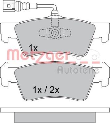 Metzger 1170560 - Комплект спирачно феродо, дискови спирачки vvparts.bg