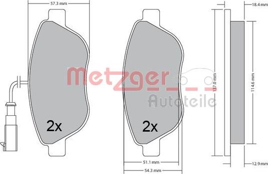 Metzger 1170504 - Комплект спирачно феродо, дискови спирачки vvparts.bg