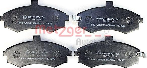 Metzger 1170506 - Комплект спирачно феродо, дискови спирачки vvparts.bg