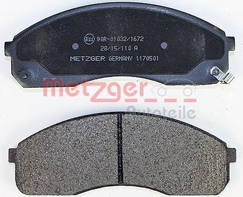 Metzger 1170501 - Комплект спирачно феродо, дискови спирачки vvparts.bg