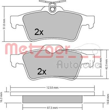 Metzger 1170503 - Комплект спирачно феродо, дискови спирачки vvparts.bg