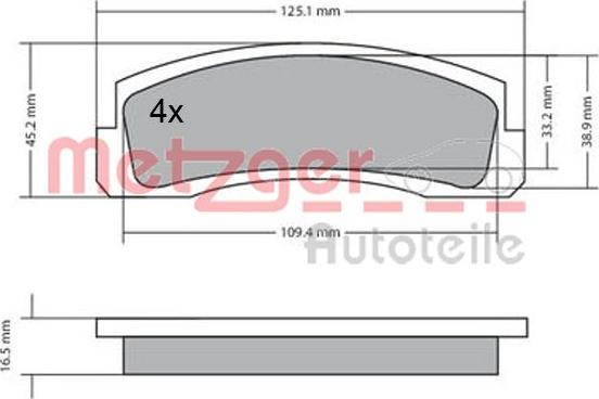 Metzger 1170511 - Комплект спирачно феродо, дискови спирачки vvparts.bg