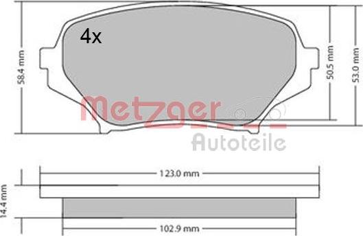 Metzger 1170589 - Комплект спирачно феродо, дискови спирачки vvparts.bg