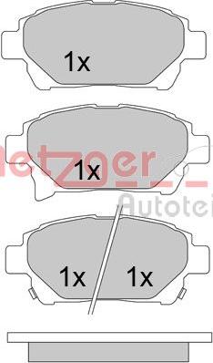 Metzger 1170586 - Комплект спирачно феродо, дискови спирачки vvparts.bg