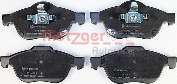 Metzger 1170587 - Комплект спирачно феродо, дискови спирачки vvparts.bg