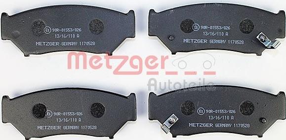 Metzger 1170528 - Комплект спирачно феродо, дискови спирачки vvparts.bg