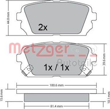 Metzger 1170522 - Комплект спирачно феродо, дискови спирачки vvparts.bg