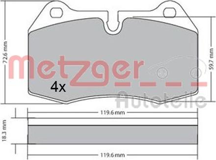 Metzger 1170577 - Комплект спирачно феродо, дискови спирачки vvparts.bg
