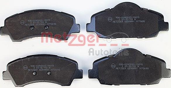 Metzger 1170690 - Комплект спирачно феродо, дискови спирачки vvparts.bg