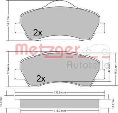 Metzger 1170690 - Комплект спирачно феродо, дискови спирачки vvparts.bg