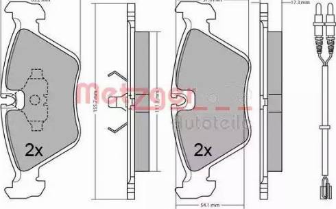 Metzger 1170644 - Комплект спирачно феродо, дискови спирачки vvparts.bg