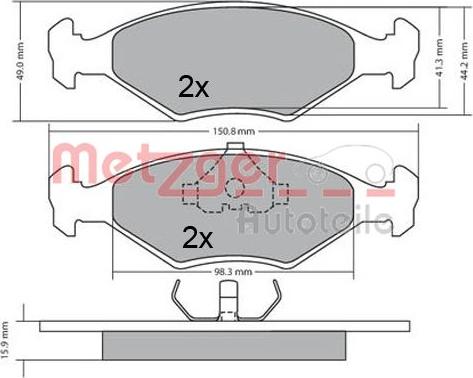 Metzger 1170645 - Комплект спирачно феродо, дискови спирачки vvparts.bg