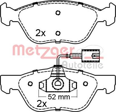 Metzger 1170647 - Комплект спирачно феродо, дискови спирачки vvparts.bg