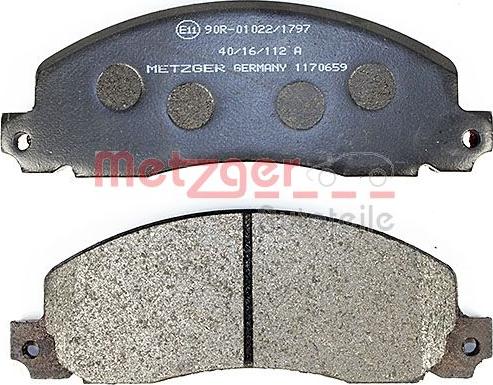 Metzger 1170659 - Комплект спирачно феродо, дискови спирачки vvparts.bg