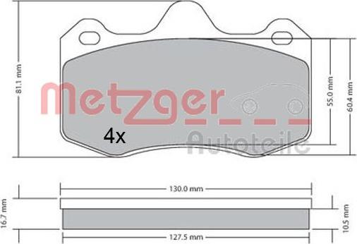 Metzger 1170656 - Комплект спирачно феродо, дискови спирачки vvparts.bg