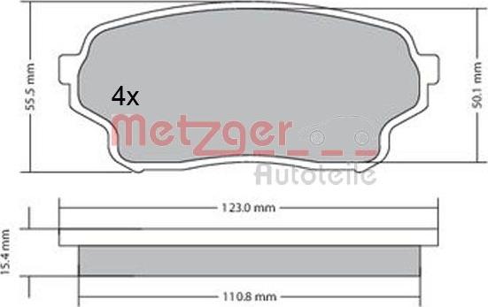 Metzger 1170669 - Комплект спирачно феродо, дискови спирачки vvparts.bg