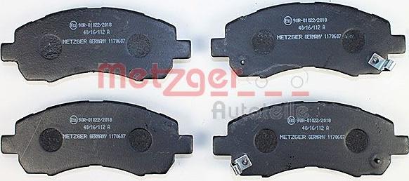 Metzger 1170607 - Комплект спирачно феродо, дискови спирачки vvparts.bg