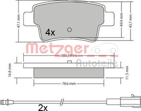 Metzger 1170685 - Комплект спирачно феродо, дискови спирачки vvparts.bg