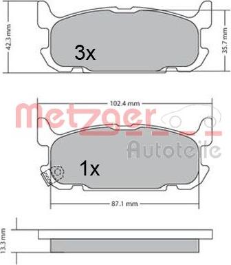 Metzger 1170681 - Комплект спирачно феродо, дискови спирачки vvparts.bg