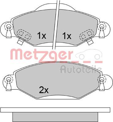 Metzger 1170632 - Комплект спирачно феродо, дискови спирачки vvparts.bg