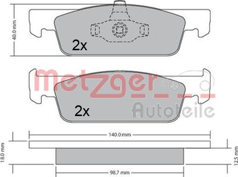 Metzger 1170621 - Комплект спирачно феродо, дискови спирачки vvparts.bg