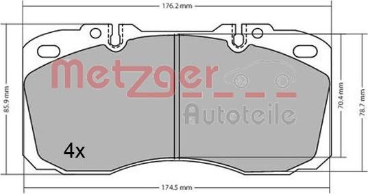 Metzger 1170622 - Комплект спирачно феродо, дискови спирачки vvparts.bg