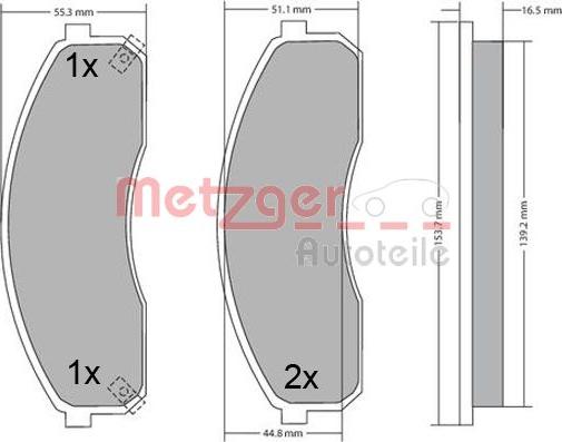 Metzger 1170670 - Комплект спирачно феродо, дискови спирачки vvparts.bg