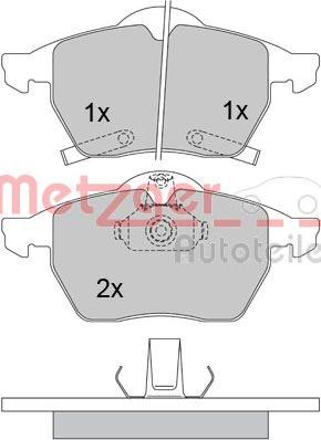 Metzger 1170098 - Комплект спирачно феродо, дискови спирачки vvparts.bg