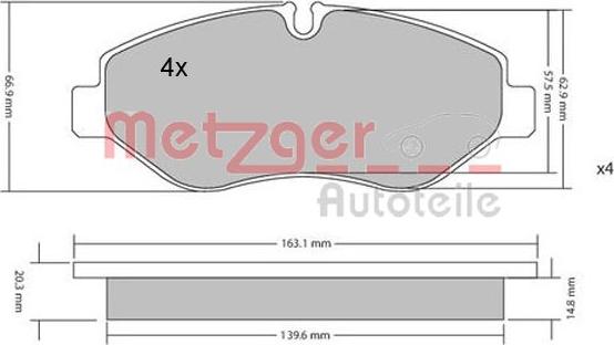 Metzger 1170040 - Комплект спирачно феродо, дискови спирачки vvparts.bg