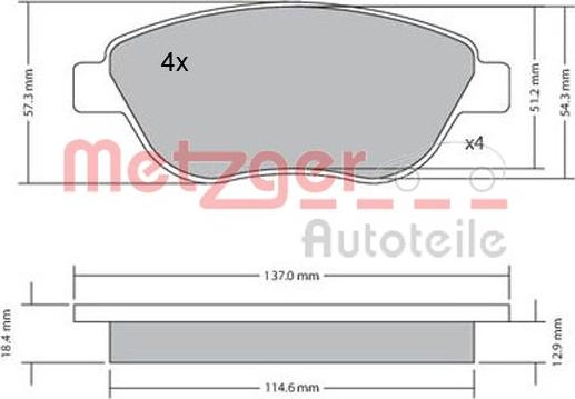 Metzger 1170048 - Комплект спирачно феродо, дискови спирачки vvparts.bg