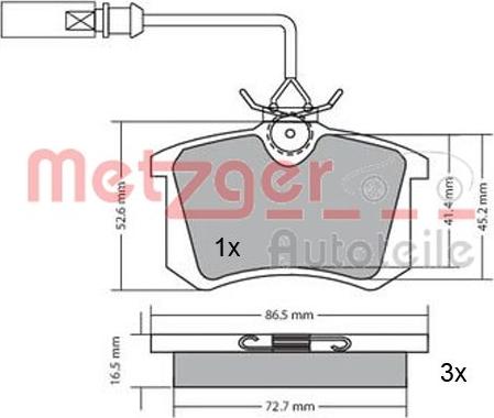 Metzger 1170054 - Комплект спирачно феродо, дискови спирачки vvparts.bg