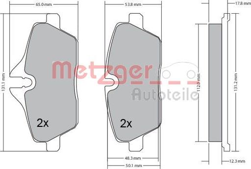 Metzger 1170055 - Комплект спирачно феродо, дискови спирачки vvparts.bg