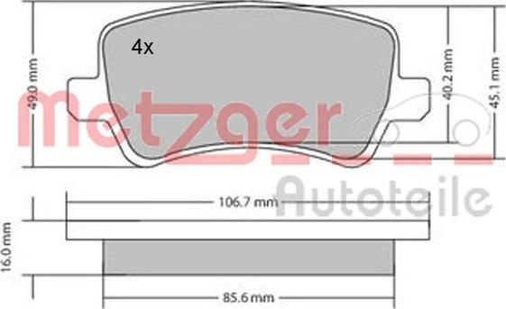 Metzger 1170056 - Комплект спирачно феродо, дискови спирачки vvparts.bg