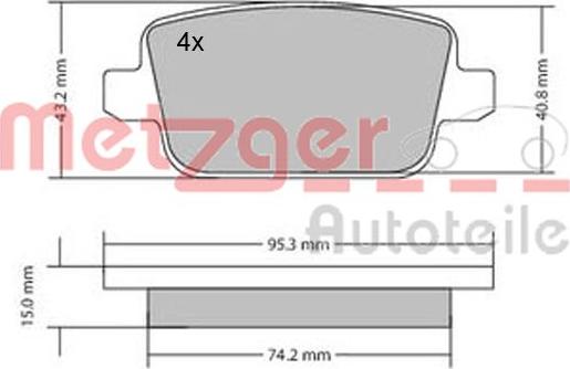 Metzger 1170058 - Комплект спирачно феродо, дискови спирачки vvparts.bg