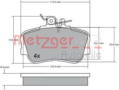 Metzger 1170069 - Комплект спирачно феродо, дискови спирачки vvparts.bg