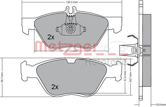 Metzger 1170065 - Комплект спирачно феродо, дискови спирачки vvparts.bg