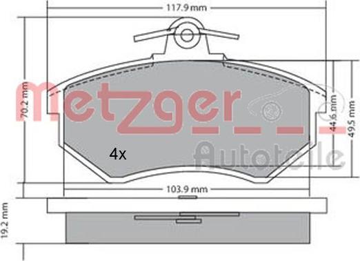Metzger 1170066 - Комплект спирачно феродо, дискови спирачки vvparts.bg