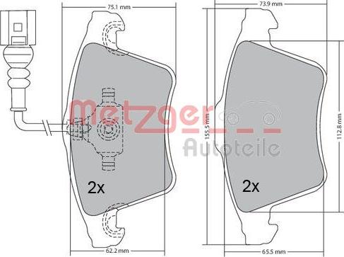 Metzger 1170068 - Комплект спирачно феродо, дискови спирачки vvparts.bg