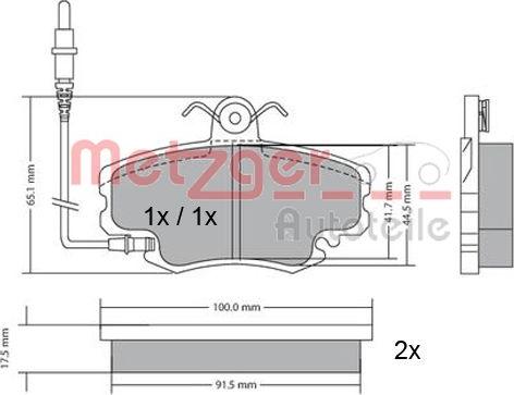 Metzger 1170009 - Комплект спирачно феродо, дискови спирачки vvparts.bg