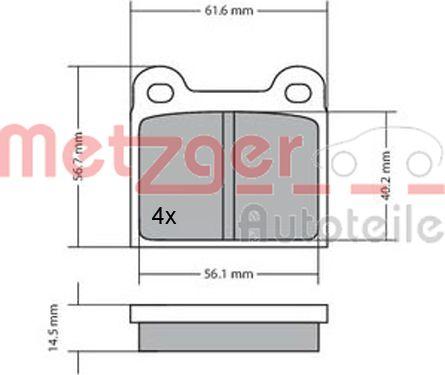 Metzger 1170003 - Комплект спирачно феродо, дискови спирачки vvparts.bg