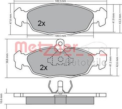 Metzger 1170015 - Комплект спирачно феродо, дискови спирачки vvparts.bg