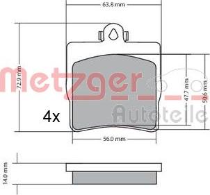 Metzger 1170016 - Комплект спирачно феродо, дискови спирачки vvparts.bg