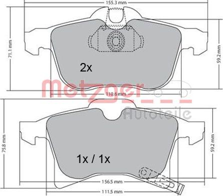 Metzger 1170010 - Комплект спирачно феродо, дискови спирачки vvparts.bg