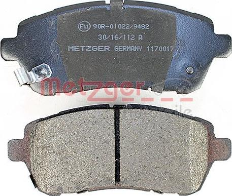 Metzger 1170017 - Комплект спирачно феродо, дискови спирачки vvparts.bg