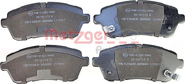 Metzger 1170017 - Комплект спирачно феродо, дискови спирачки vvparts.bg