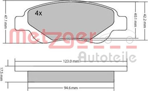 Metzger 1170089 - Комплект спирачно феродо, дискови спирачки vvparts.bg