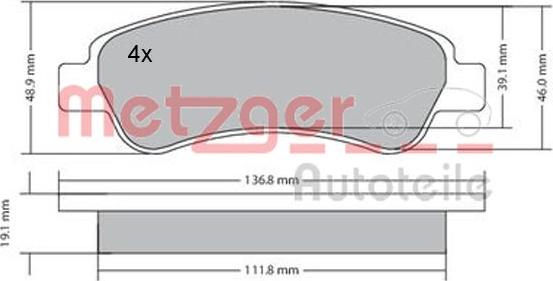 Metzger 1170085 - Комплект спирачно феродо, дискови спирачки vvparts.bg