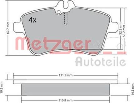 Metzger 1170083 - Комплект спирачно феродо, дискови спирачки vvparts.bg