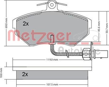 Metzger 1170082 - Комплект спирачно феродо, дискови спирачки vvparts.bg