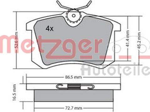 Metzger 1170039 - Комплект спирачно феродо, дискови спирачки vvparts.bg